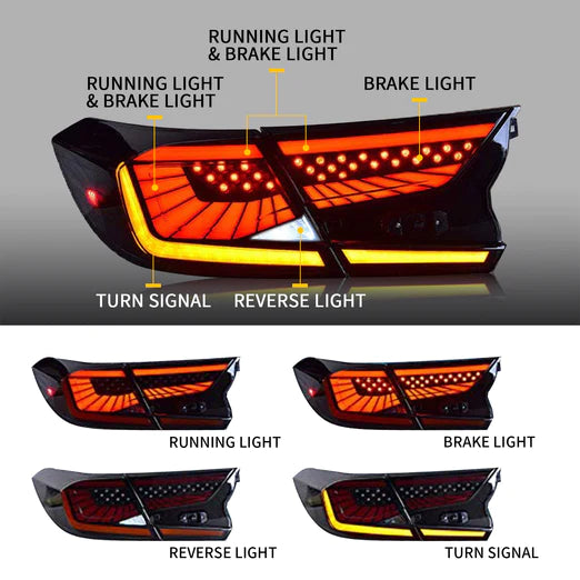 LED Tail Lights For Honda Accord 10th Gen V3 Space 2018-2021 with Amber Sequential Turn Signal
