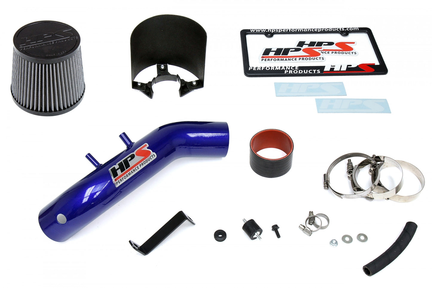 HPS Blue Shortram Air Intake Kit Heat Shield Cool Short Ram SRI 827-122BL