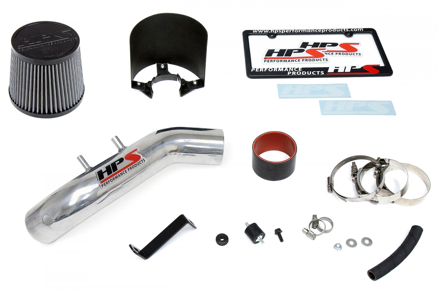 HPS Polish Shortram Air Intake Kit Heat Shield Cool Short Ram SRI 827-122P