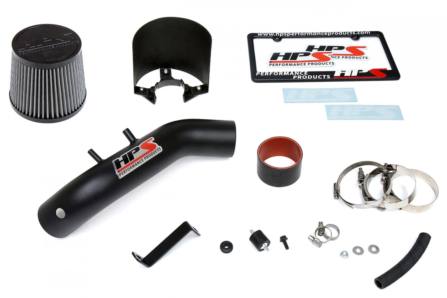 HPS Black Shortram Air Intake Kit Heat Shield Cool Short Ram SRI 827-122WB
