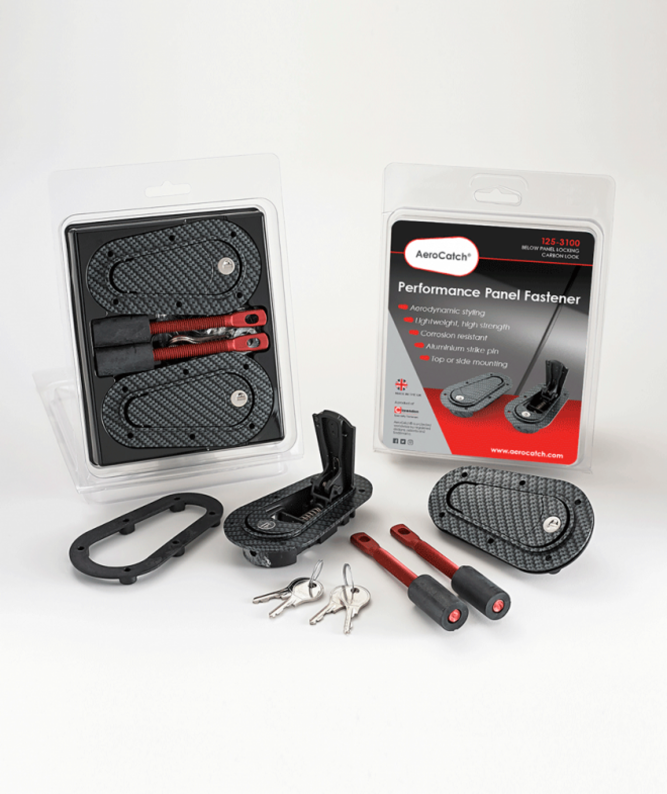 AeroCatch 125-3100 Carbon Fiber Look Locking Hood Pins