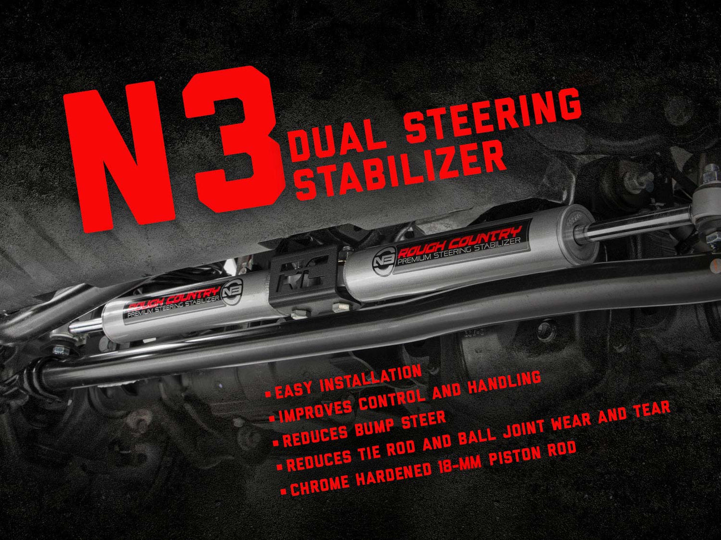 N3 Steering Stabilizer | Dual | 2-8 Inch Lift | Ford F-250/F-350 Super Duty (05-22)