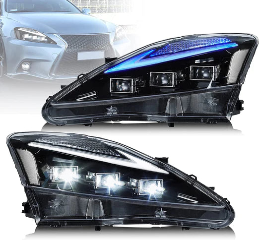 Full LED Headlights For Lexus IS250 & IS350 & ISF [XE20] 2005-2013 Sedan With Blue Breathing Animation