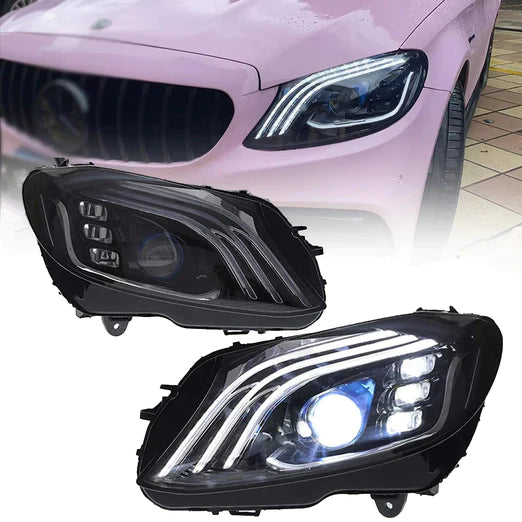 LED Headlights For Mercedes Benz W205 C-Class 2015-2021 C160/C180/C200/C250/C300/C400/C450/C43 AMG/C63 Coupe [E-MARK.]