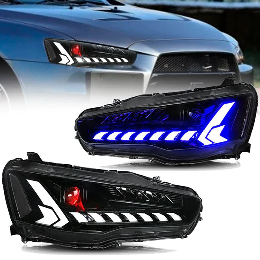 Headlights For Mitsubishi Lancer Evo X 2008-2017 With DRL Start UP Animation