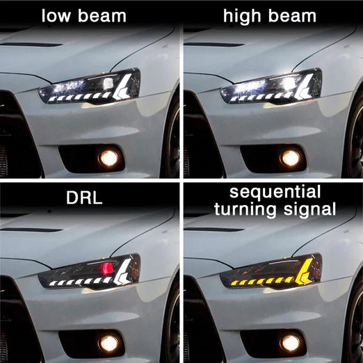 Headlights For Mitsubishi Lancer Evo X 2008-2017 With DRL Start UP Animation