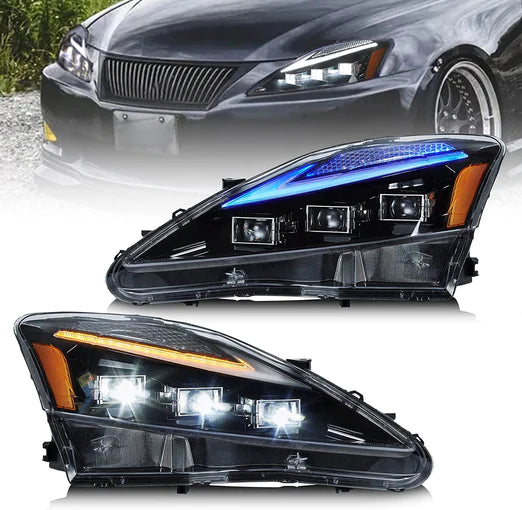 Full LED Headlights For Lexus IS250 & IS350 & ISF [XE20] 2005-2013 Sedan With Blue Breathing Animation