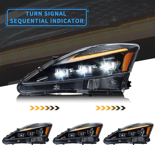 Full LED Headlights For Lexus IS250 & IS350 & ISF [XE20] 2005-2013 Sedan With Blue Breathing Animation