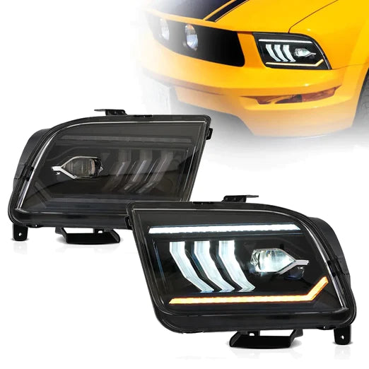 LED Dual Beam Headlights For Ford Mustang 2005-2009 Front Lights Assembly