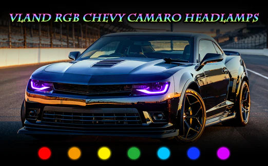 VLAND RGB Dual Beam Headlights For Chevrolet Camaro 5th Gen 2014 2015