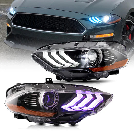 VLAND RGB Projector Headlights For Ford Mustang (Sixth Generation) [S550] 2018-2022