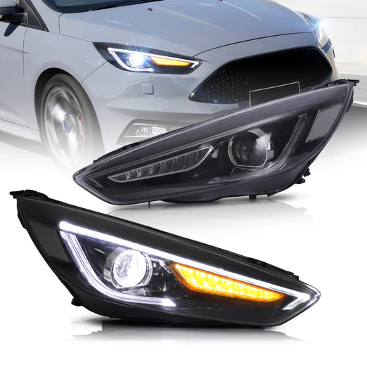 LED Demon Eye Headlights For Ford Focus 2015-2017 With Sequential Indicators Turn Signals