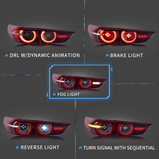 VLAND LED Tail Lights For Mazda 3/Mazda Axela Sedan 2019-2023 4th Gen (Fourth generation)