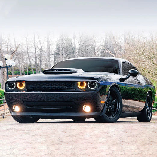 Halo Headlights For Dodge Challenger 2008-2014 Dual Beam DRL(White) With Sequential Turn Signals