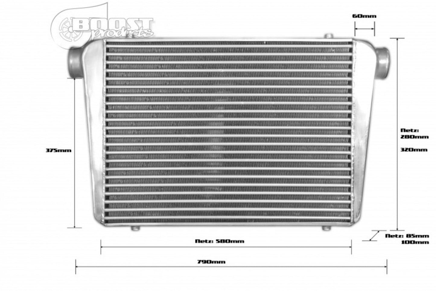 BOOST Products Competition Intercooler 1600HP 24" x 18" x 4" with 3" I/O OD