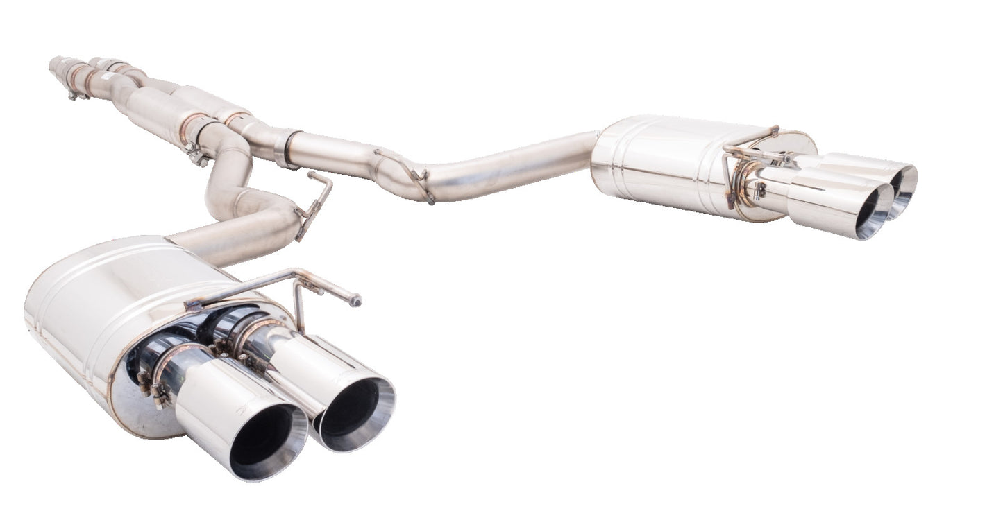 XForce Ford Mustang GT 2018 (Coupe) Twin 3" Stainless Steel Cat-Back Exhaust System With Oval Varex Mufflers/Quad Tips