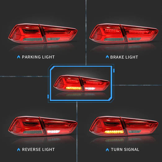 VLAND LED Tail Lights For Mitsubishi Lancer EVO X 2008-2018 With Sequential Indicators