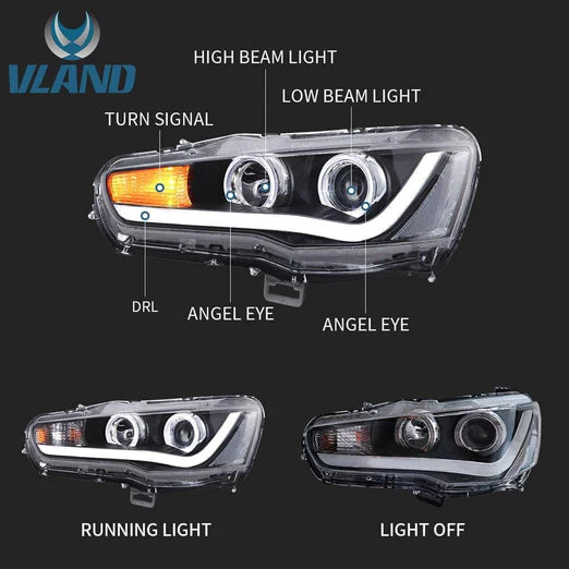 Dual Beam Headlights For Mitsubishi Lancer EVO X 2008-2018