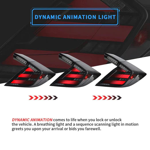 mugen style Full LED Tail Lights For Honda Civic Hatchback & Type R FK8 2016-2021