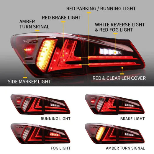 Full LED Tail Lights For Lexus IS250 IS350 2005-2013 ISF 2007-2014