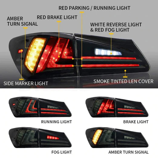 Full LED Tail Lights For Lexus IS250 IS350 2005-2013 ISF 2007-2014