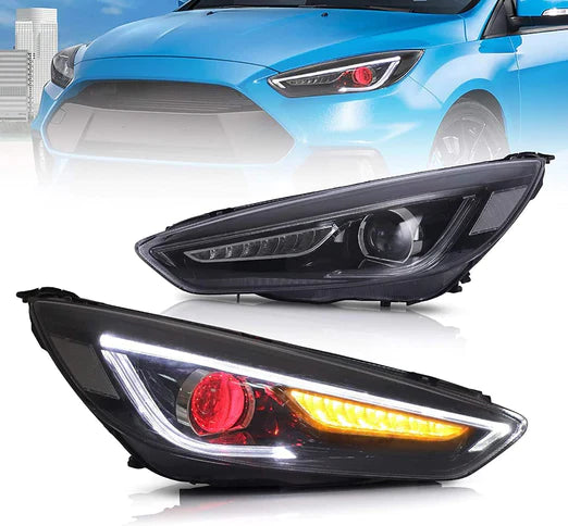 LED Demon Eye Headlights For Ford Focus 2015-2017 With Sequential Indicators Turn Signals