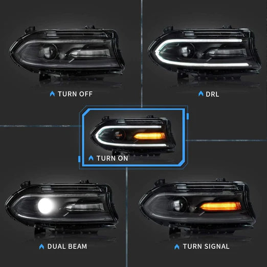 LED Headlights For Dodge Charger 2015-UP OEM Factory Front Lights Assembly