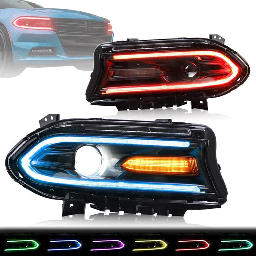 LED RGB DRL Headlights For Dodge Charger 2015-2021