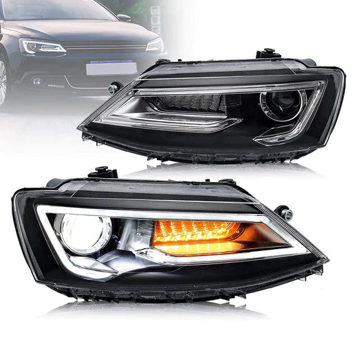 LED Headlights For Volkswagen Jetta MK6 2011-2018 with Sequential Dual Beam/Demon Eye