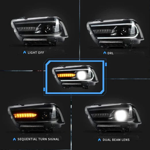 LED Projector Headlights For Dodge Charger 2011-2014 With Sequential Turn Signals