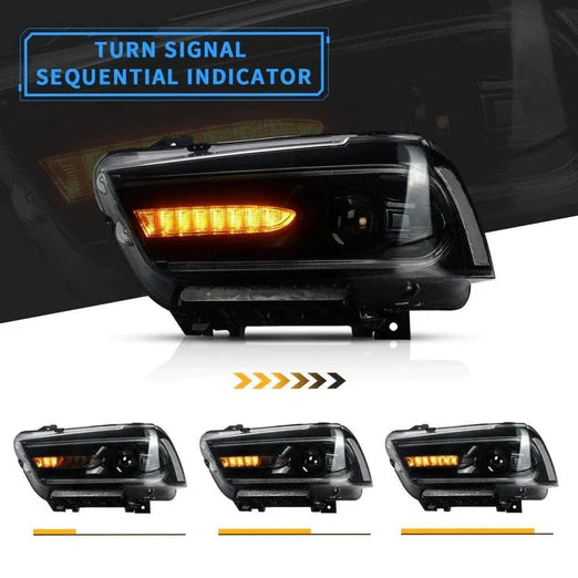 LED Projector Headlights For Dodge Charger 2011-2014 With Sequential Turn Signals