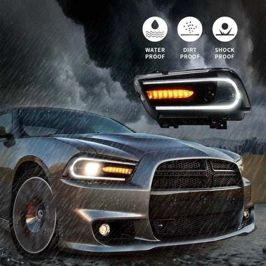 LED Projector Headlights For Dodge Charger 2011-2014 With Sequential Turn Signals