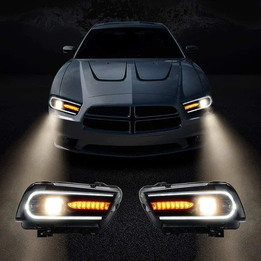 LED Projector Headlights For Dodge Charger 2011-2014 With Sequential Turn Signals