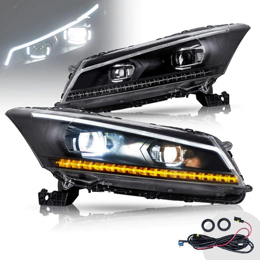 LED Projector Headlights with Demon Eye For Honda Accord 2008-2012 (NOT FOR 2-DOOR COUPE) With Sequential indicators Turn Signals