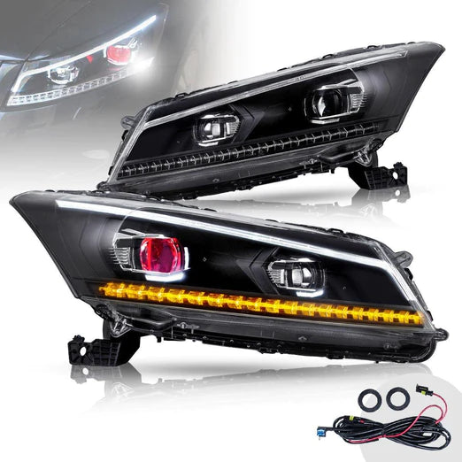 LED Projector Headlights with Demon Eye For Honda Accord 2008-2012 (NOT FOR 2-DOOR COUPE) With Sequential indicators Turn Signals