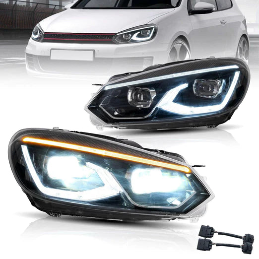 LED Projector Headlights For Volkswagen [VW] Golf Mk6 2008-2014 With Sequential indicator Turn Signals (MK8 Design Style)