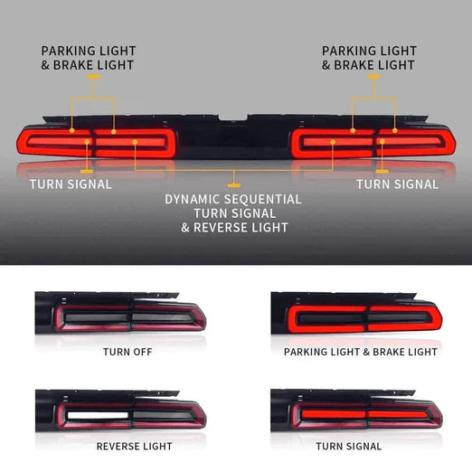 LED Tail Lights For Dodge Challenger 2008-2014 With Sequential Indicators Turn Signals