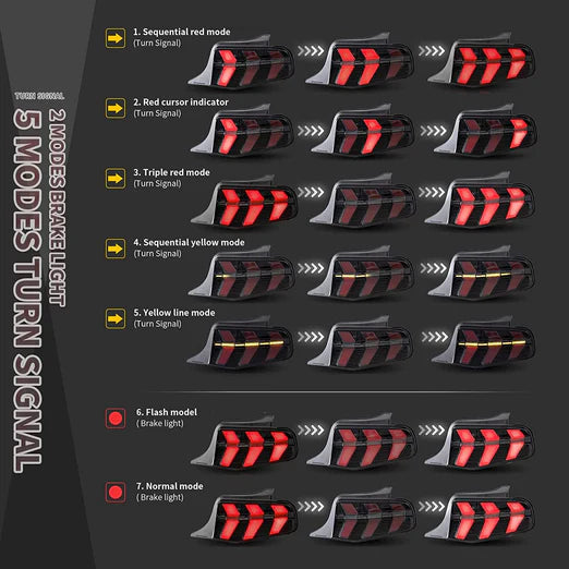 LED Tail Lights For Ford Mustang 2010 2011 2012 with 7 Lighting Modes