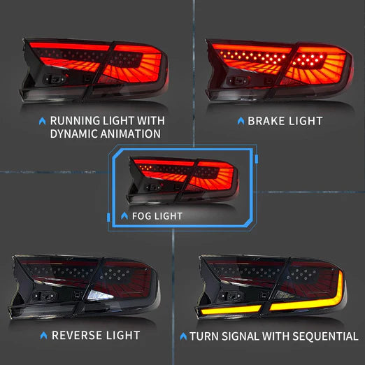 LED Tail Lights For Honda Accord 10th Gen V3 ﻿﻿Space 2018-2021 with Amber Sequential Turn Signal