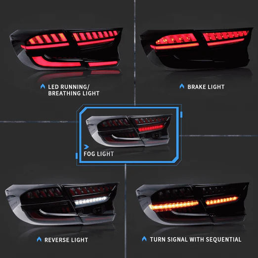 VLAND LED V4 Tail Lights For Honda Accord 2018-2021 10th Gen with Amber Sequential Turn Signal