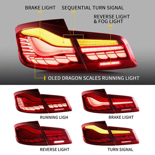 VLAND OLED Tail Lights For BMW 5-Series 2010-2017 F10 F18 6th Gen
