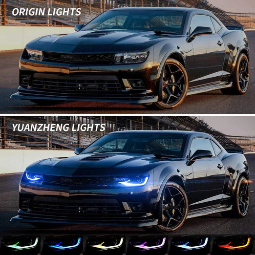 VLAND RGB Dual Beam Headlights For Chevrolet Camaro 5th Gen 2014 2015