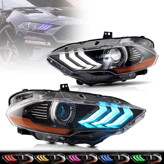 VLAND RGB Projector Headlights For Ford Mustang (Sixth Generation) [S550] 2018-2022