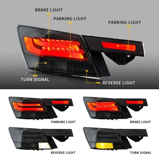 VLAND Tail Lights 4PCS For Honda Accord Inspire 8th Gen 4-Dr Sedan 2008-2013